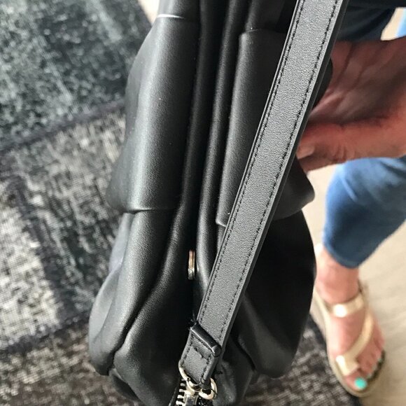 PIECES black crossbody/clutch bag silver hardware faux leather, 10 x 7.5 x 2" - Picture 5 of 10